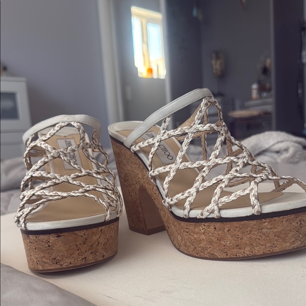 Jimmy Choo Cream Wedges Elegant Design - Picture 3 of 5